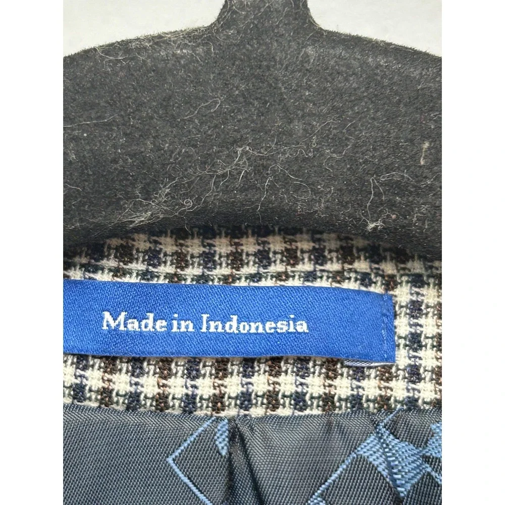 Vince Camuto Sport Coat Mens 40R‎ Black White Houndstooth Wool Blend Modern Fit